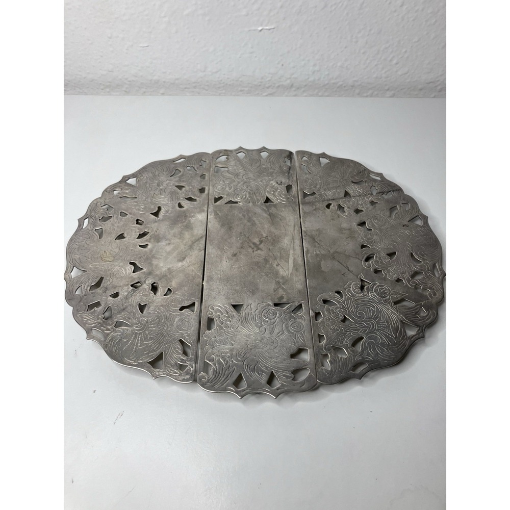 Vintage Footed Trivet Expandable Silverplate  By Leonard 10"-12"